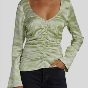 Green Ruched Women's Top